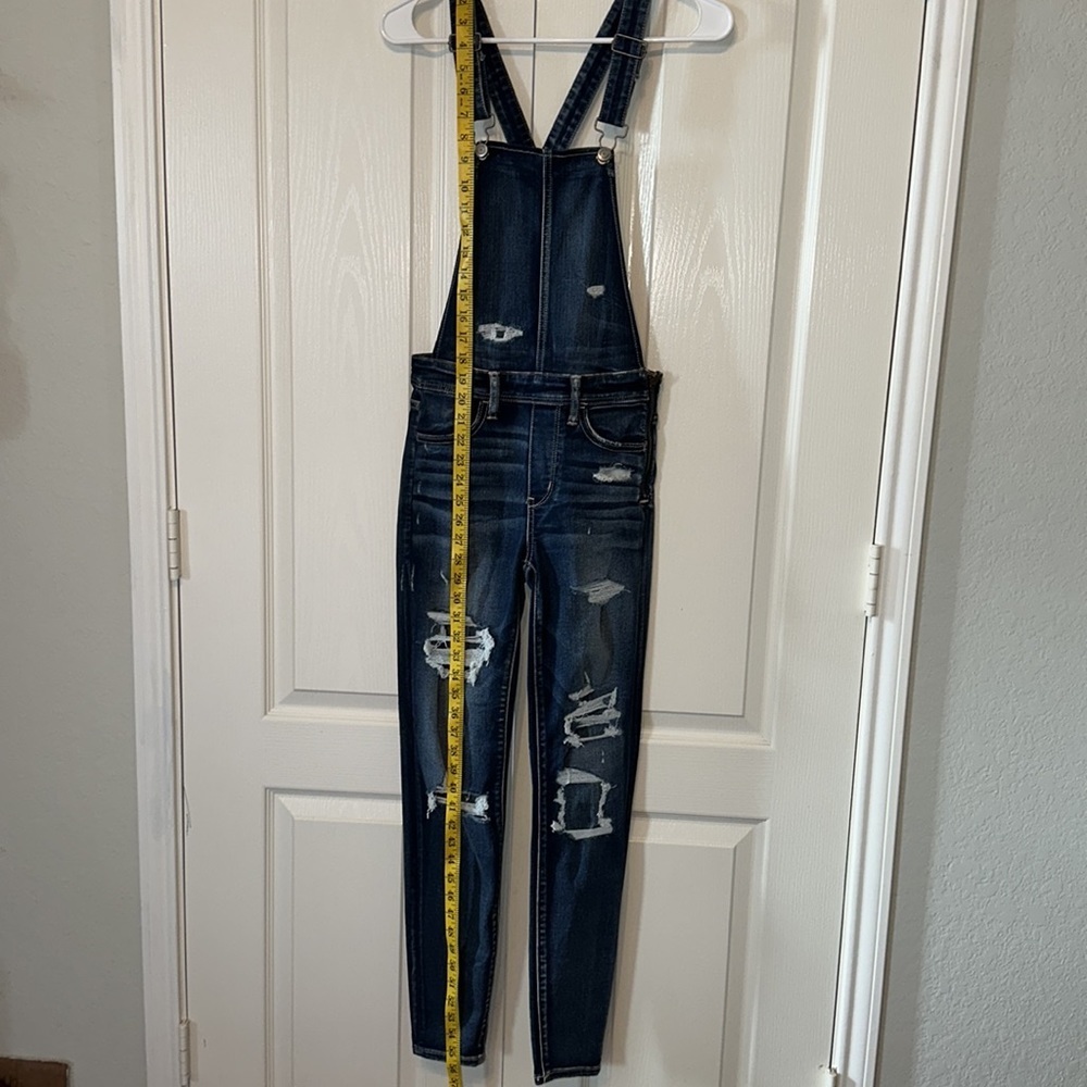 American Eagle Outfitters Super Stretch X Jegging Overall Distressed Size 2 - Picture 3 of 16